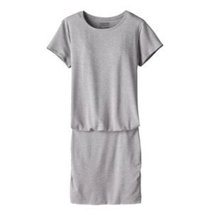 NWT Patagonia Glorya Gray T Shirt Mini Dress Ruched Short Sleeve Crew Neck S